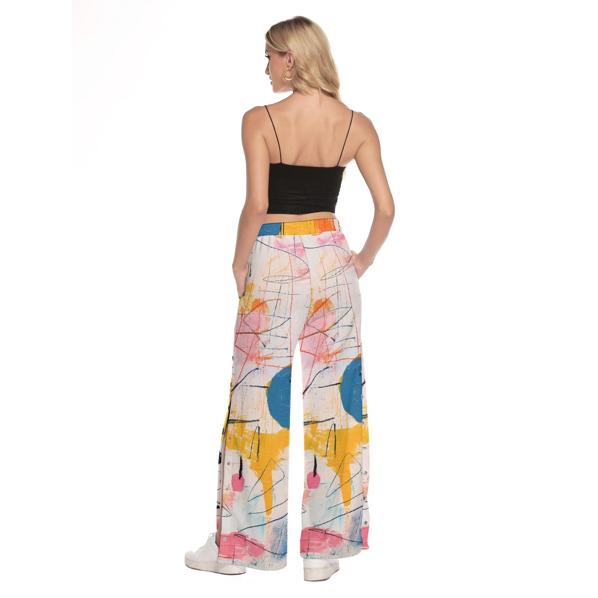 All-Over Print Women's Side Slit Snap Button Trousers