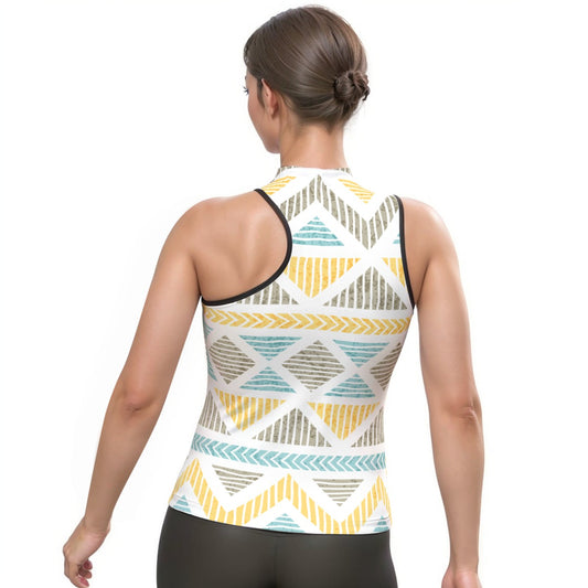 All-Over Print Women's Halter Sleeveless Asymmetrical Tank Top