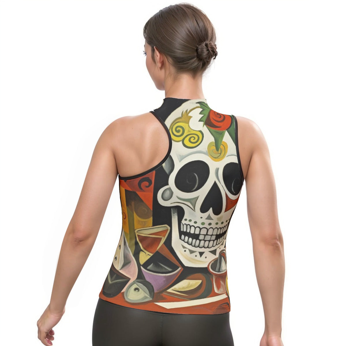 All-Over Print Women's Halter Sleeveless Asymmetrical Tank Top