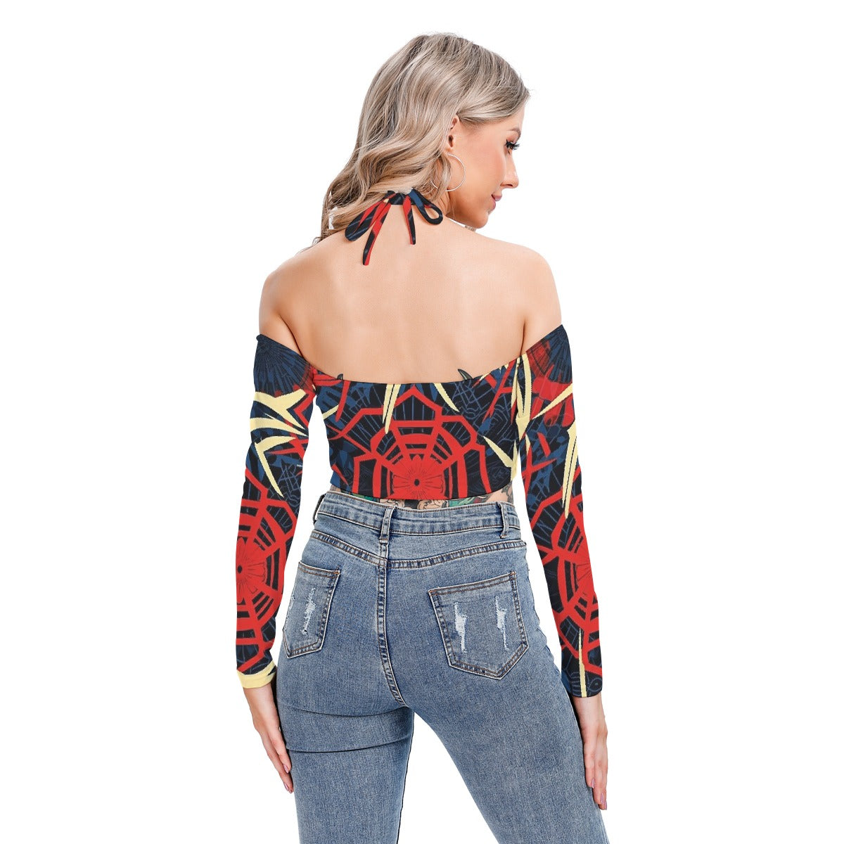All-Over Print Women's Halter Lace-up Top