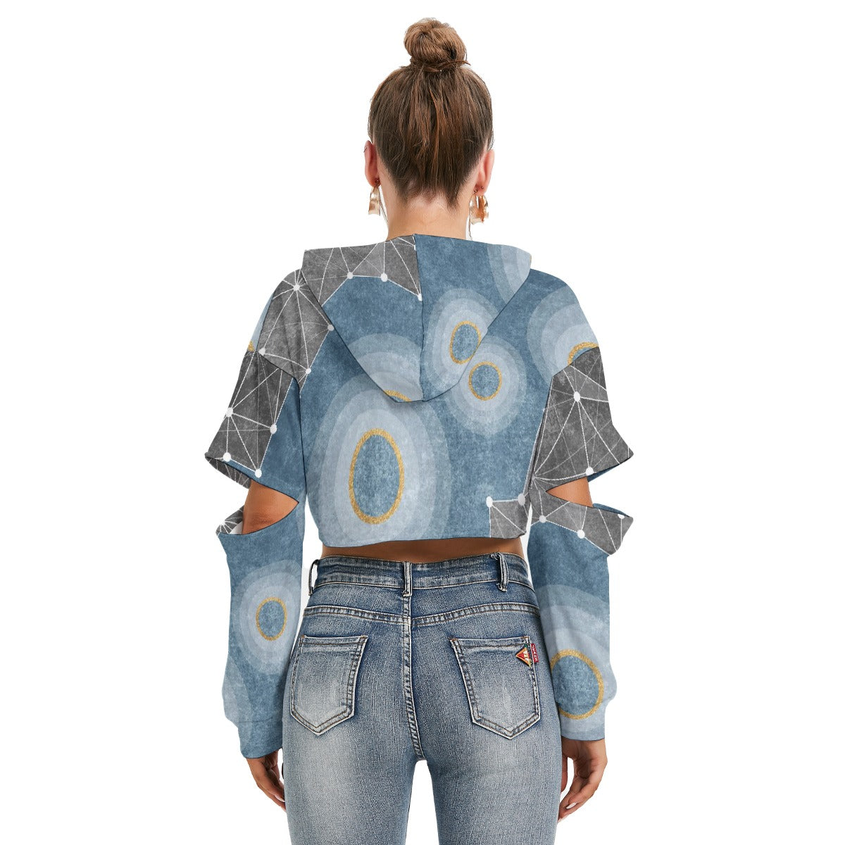 All-Over Print Women's Heavy Fleece Hoodie With Hollow Out Sleeve