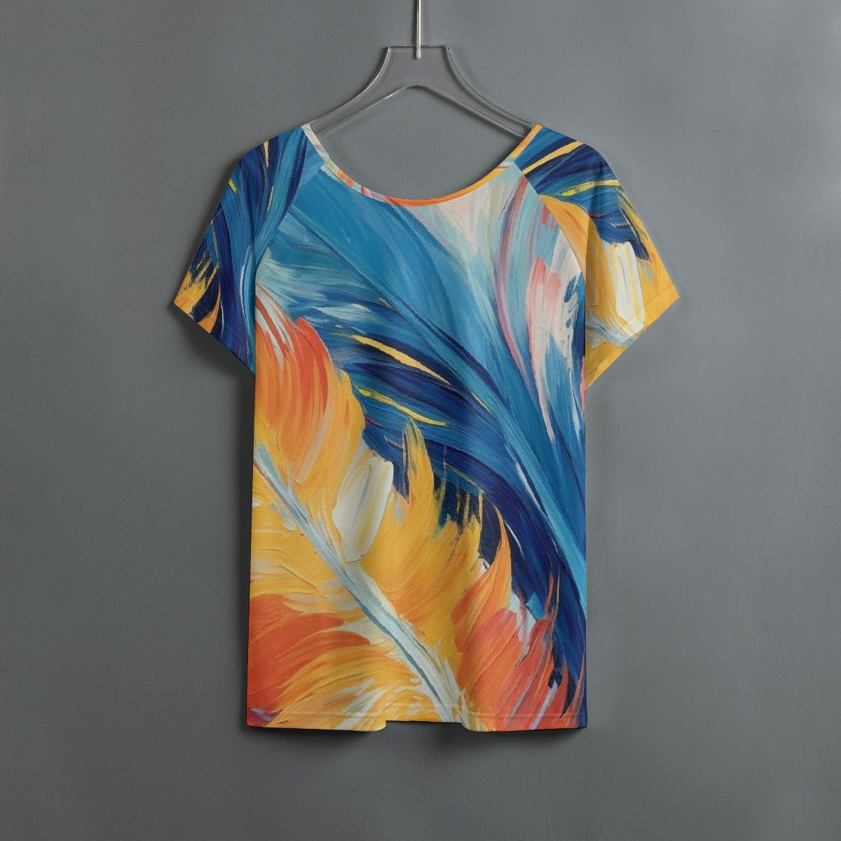 All-Over Print Women's Round Neck T-shirt With Raglan Sleeve