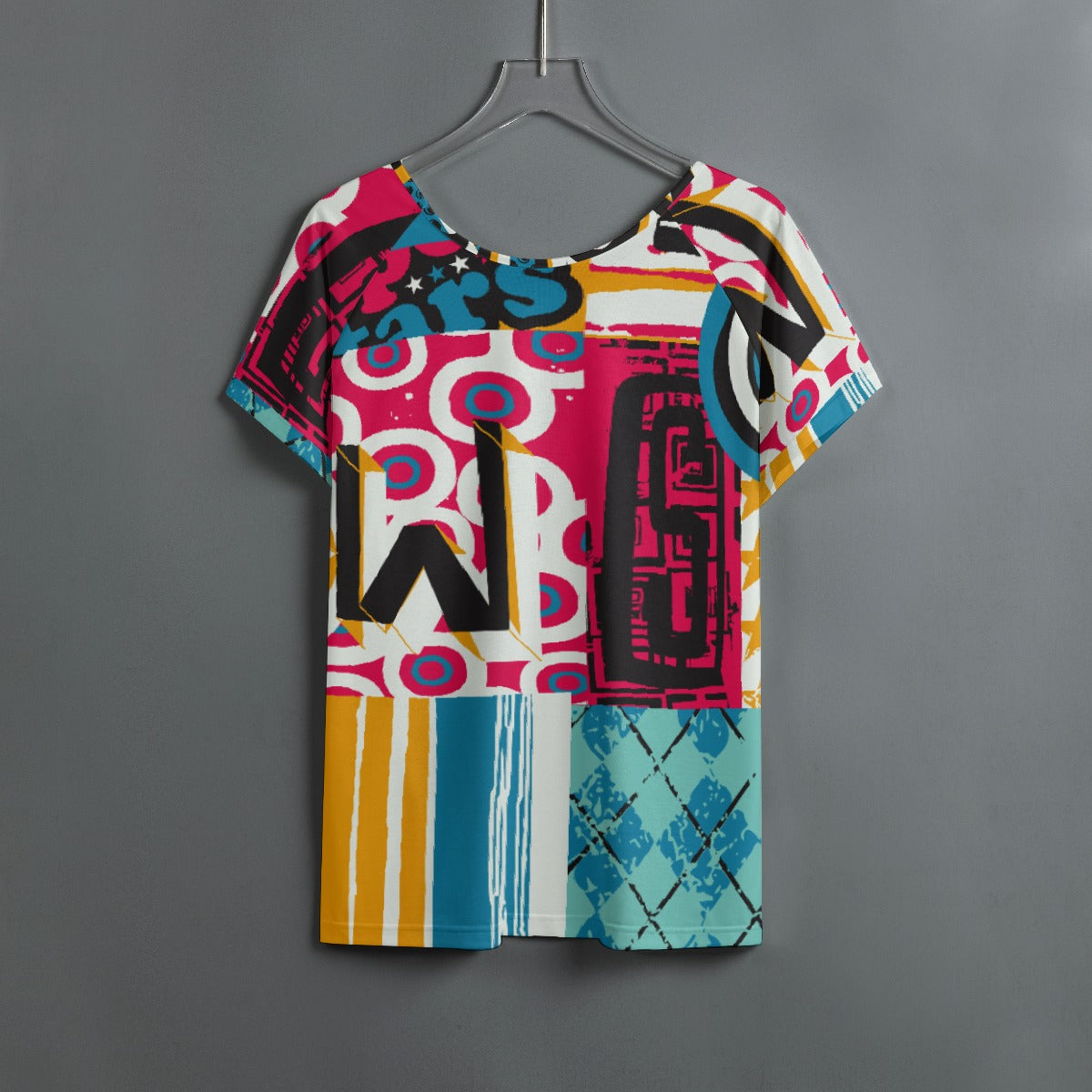 All-Over Print Women's Round Neck T-shirt With Raglan Sleeve