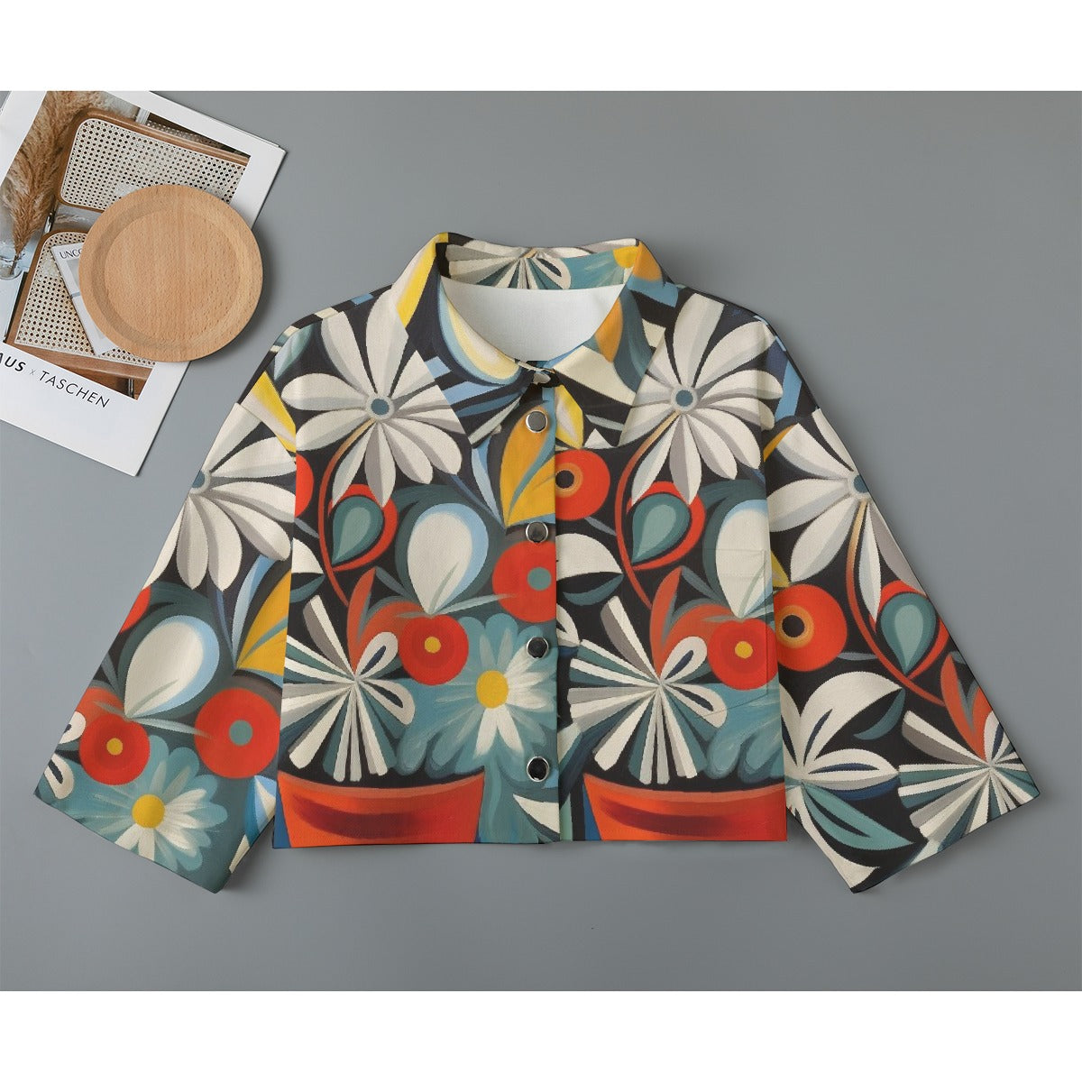 All-Over Print Women's Cropped Jacket | 245GSM Cotton