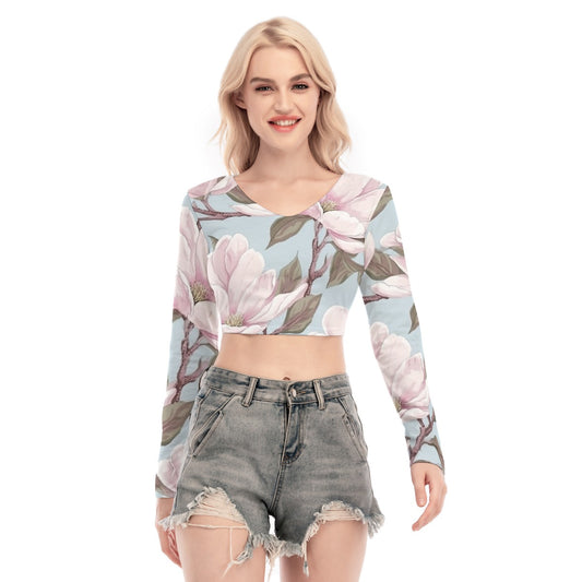 All-Over Print Women's Back Hollow T-shirt With Strap