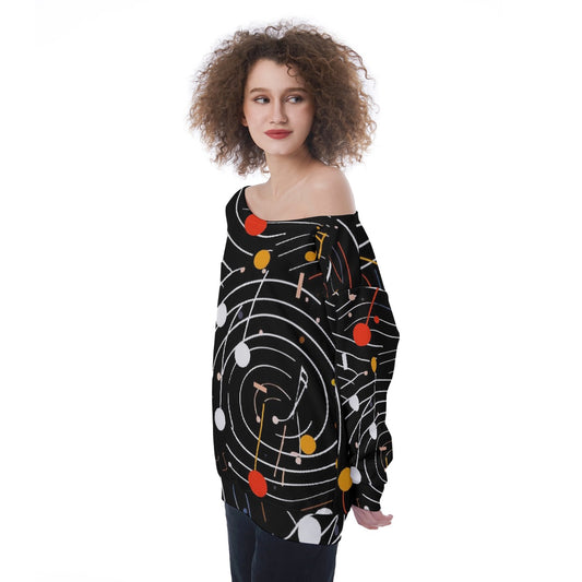 All-Over Print Oversized Women's Off-Shoulder Sweatshirt