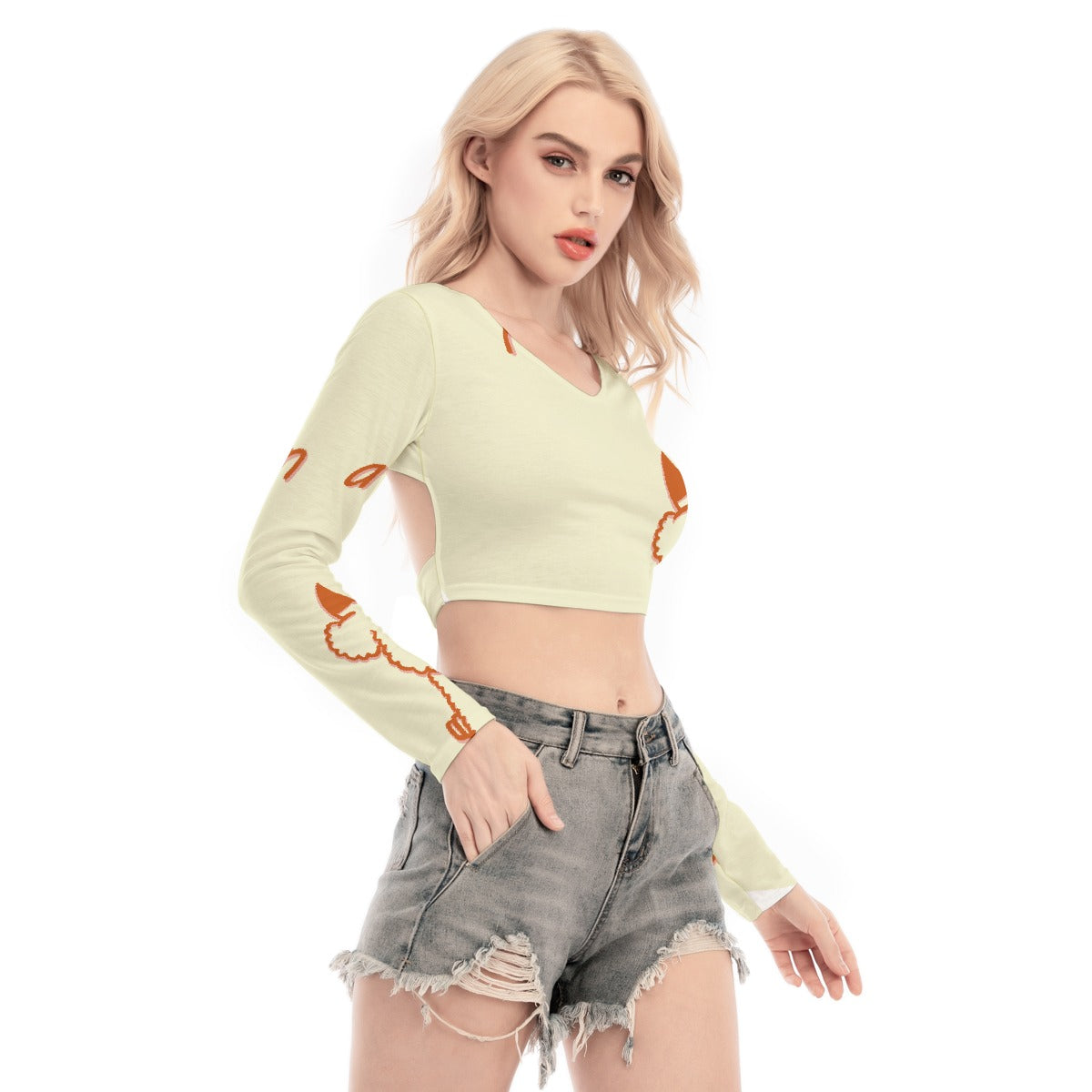 All-Over Print Women's Back Hollow T-shirt With Strap