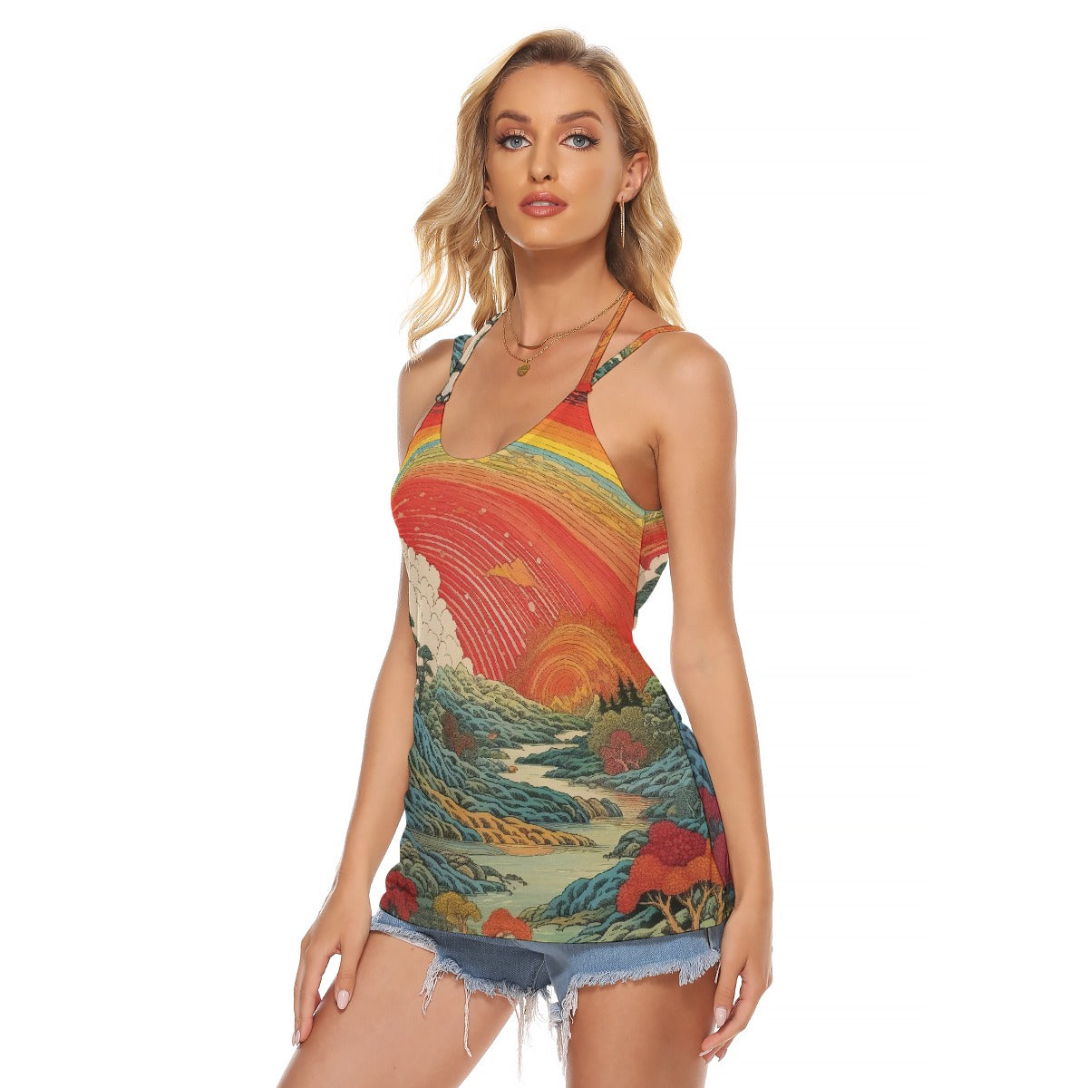 All-Over Print Women's Halter Top With Backless