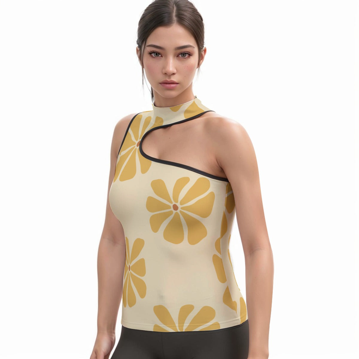 All-Over Print Women's Halter Sleeveless Asymmetrical Tank Top