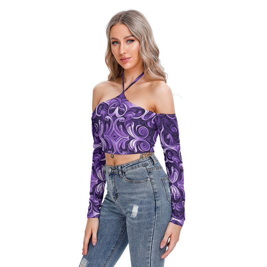All-Over Print Women's Halter Lace-up Top
