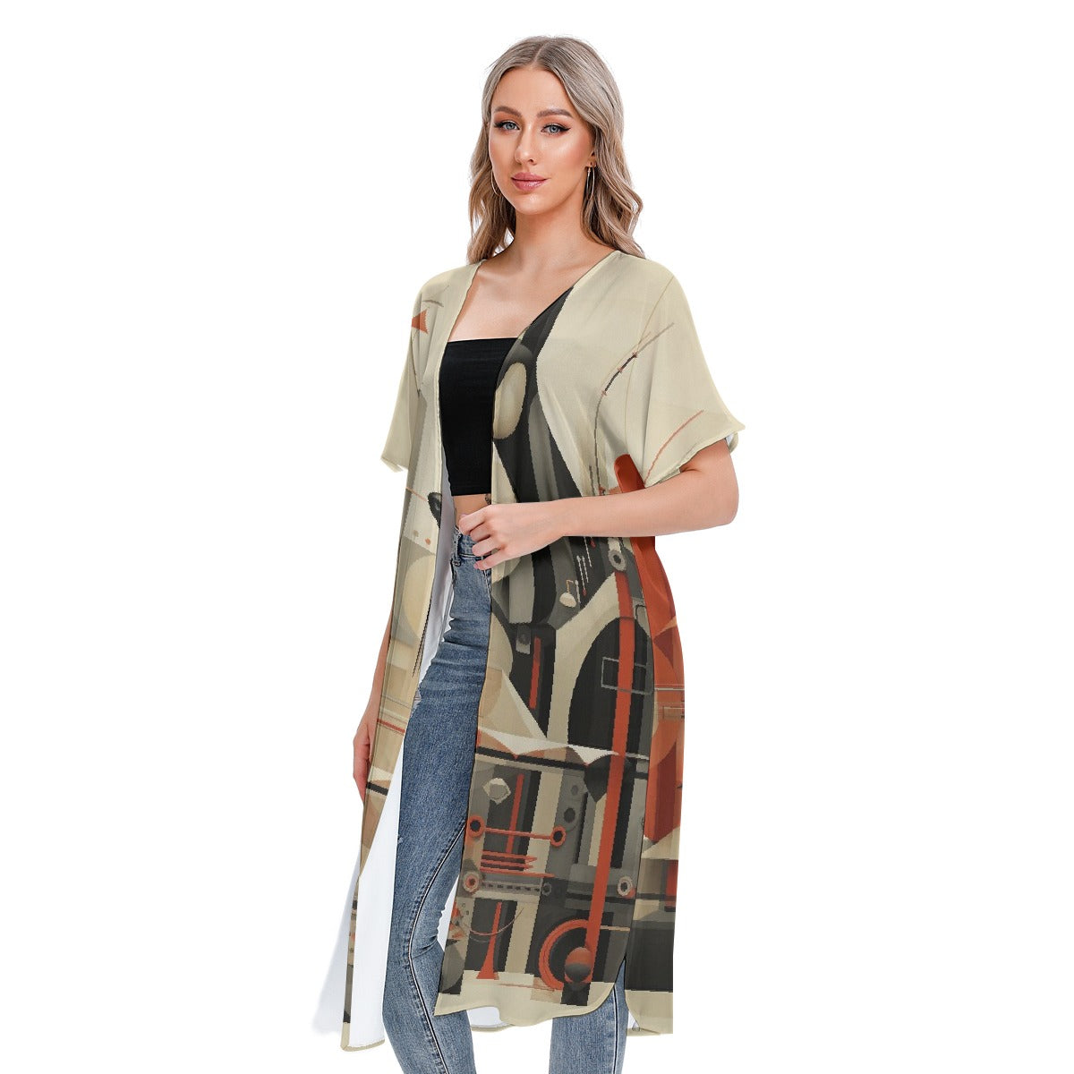 All-Over Print Women's Short Sleeve Cardigan