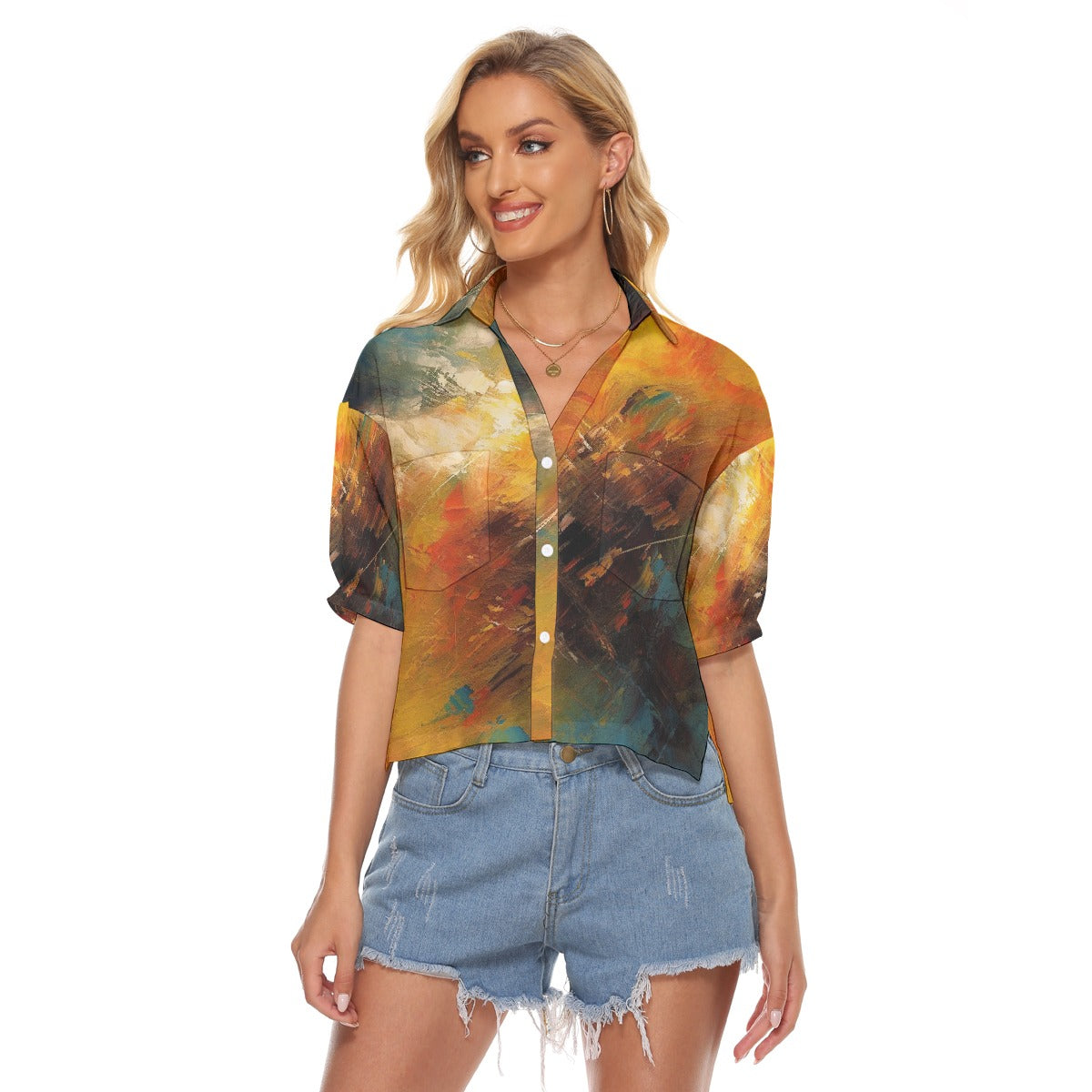 All-Over Print Women's V-neck Shirts