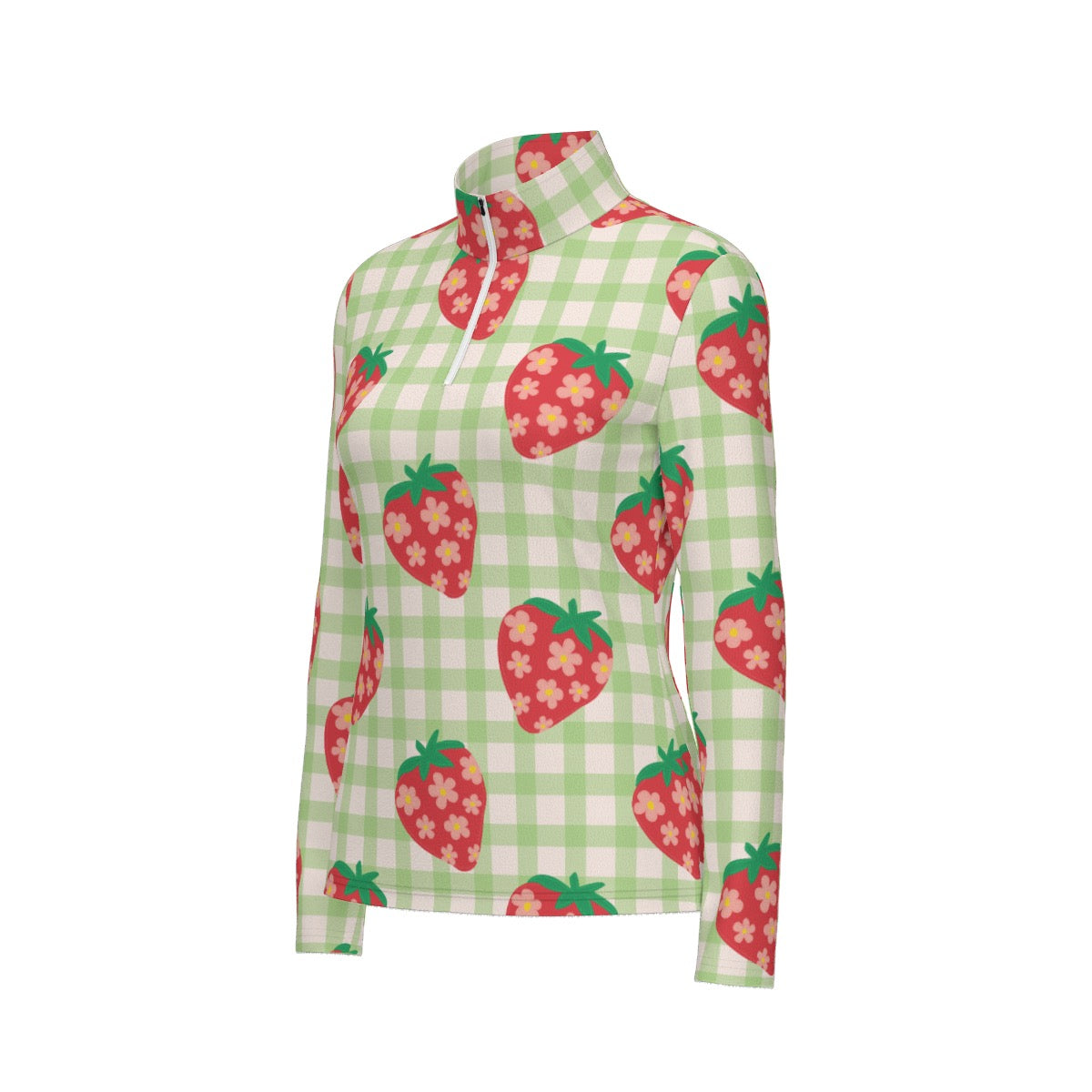 All-Over Print Women's Sports Collar Jersey With Long Sleeve