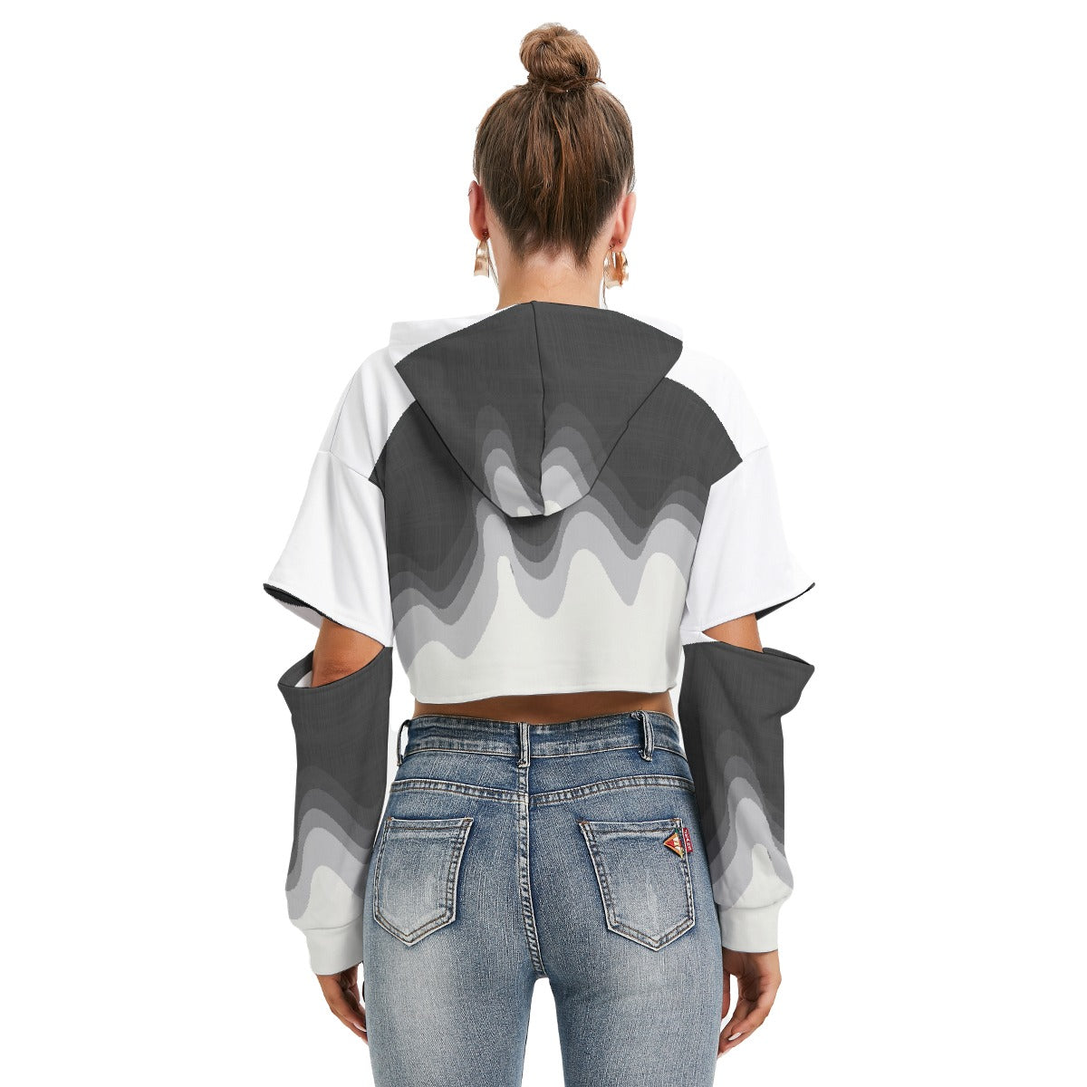 All-Over Print Women's Heavy Fleece Hoodie With Hollow Out Sleeve