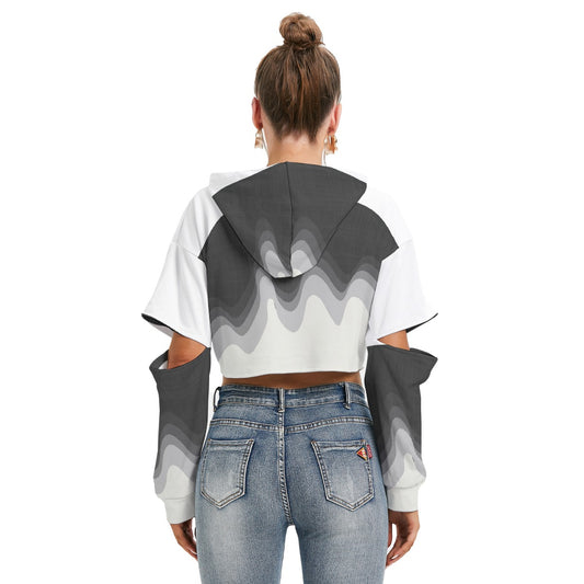 All-Over Print Women's Heavy Fleece Hoodie With Hollow Out Sleeve
