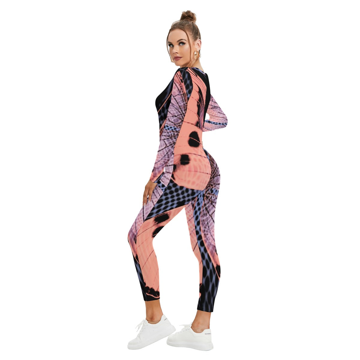 All-Over Print Women's Plunging Neck Jumpsuit