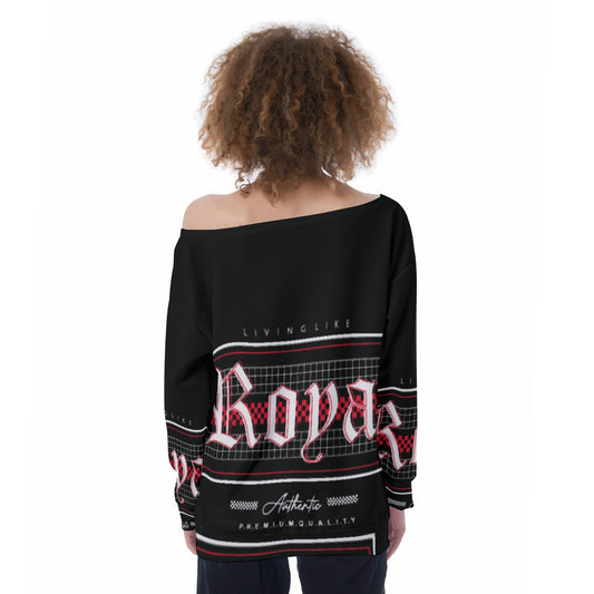 All-Over Print Oversized Women's Off-Shoulder Sweatshirt