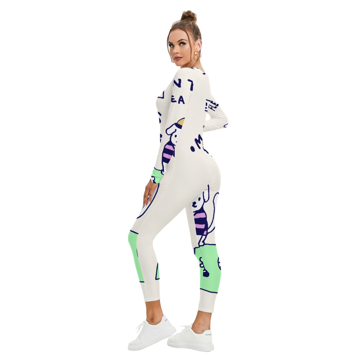 All-Over Print Women's Plunging Neck Jumpsuit