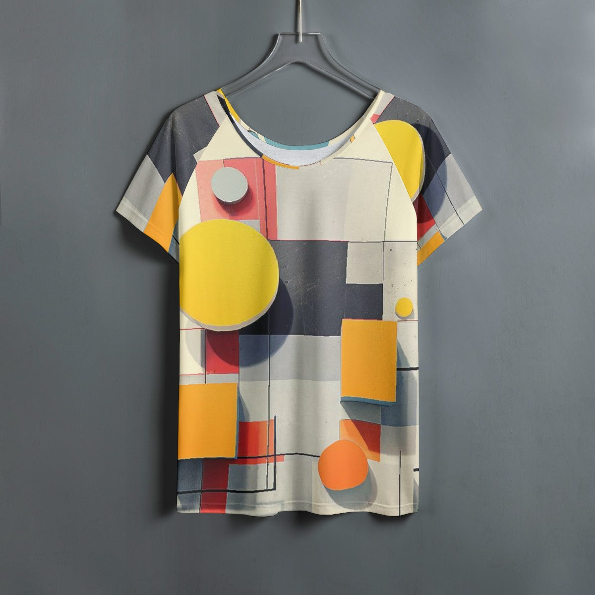 All-Over Print Women's Round Neck T-shirt With Raglan Sleeve