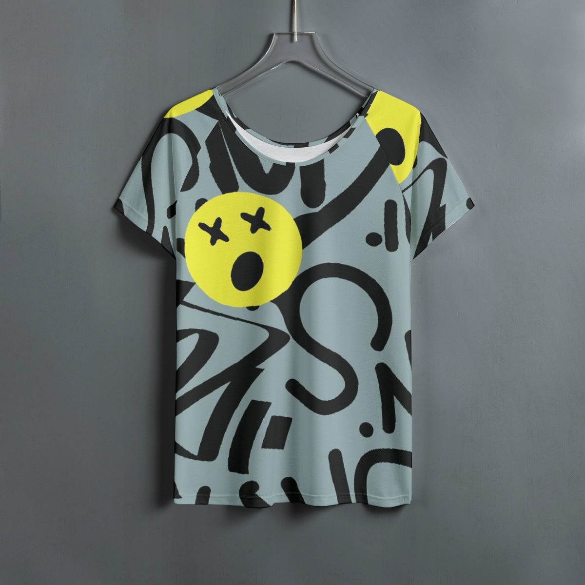 All-Over Print Women's Round Neck T-shirt With Raglan Sleeve