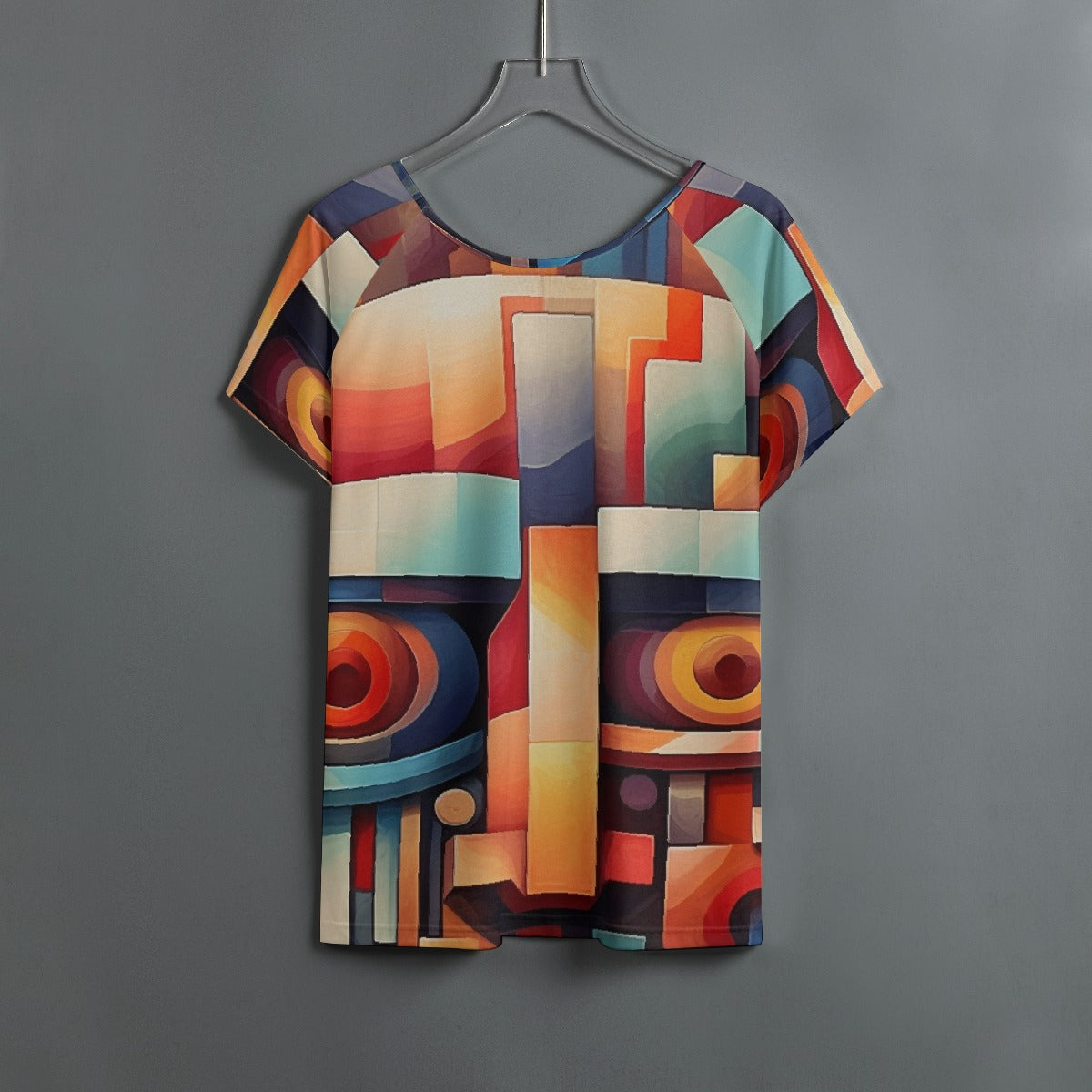 All-Over Print Women's Round Neck T-shirt With Raglan Sleeve