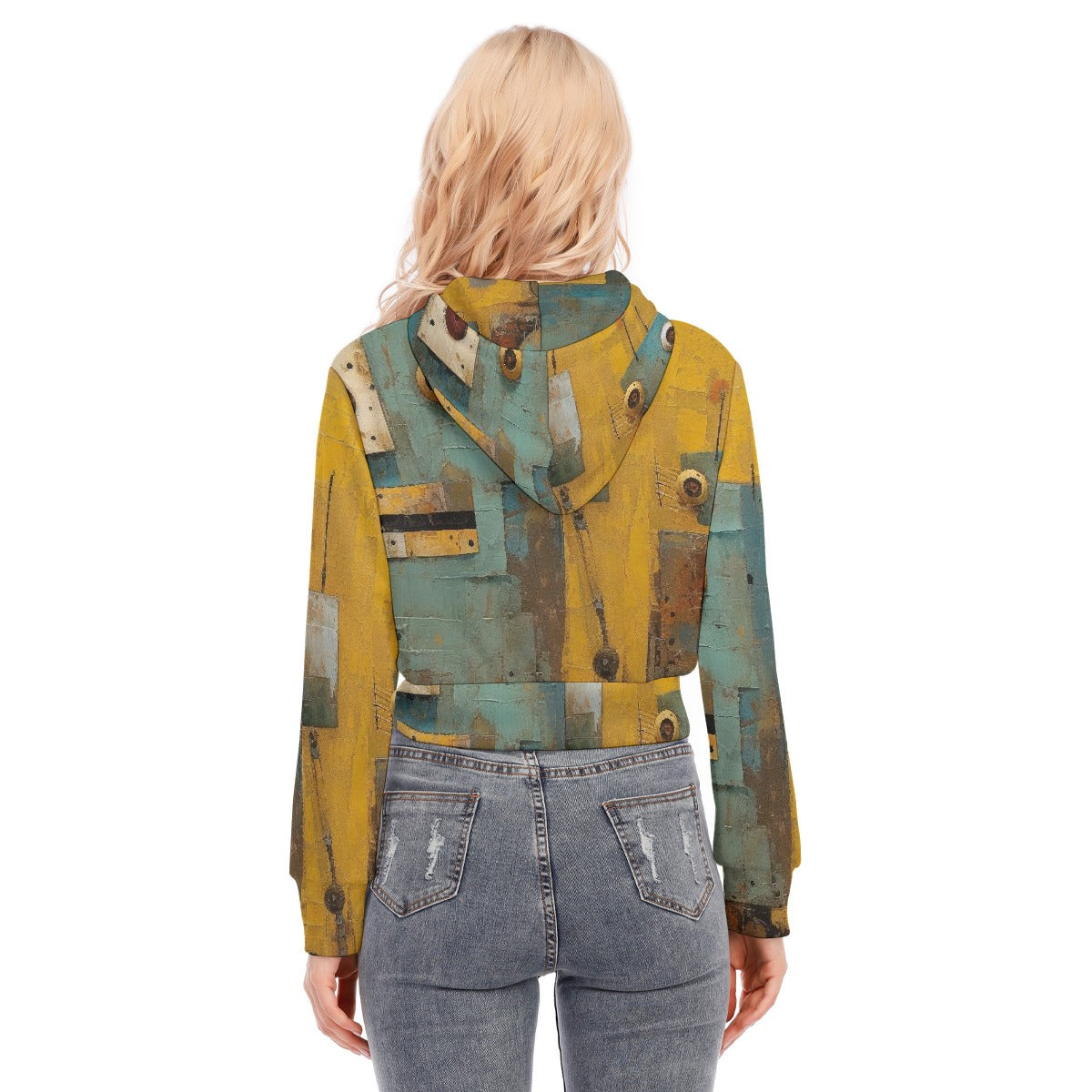 All-Over Print Women's Crop Top Hoodie With Zipper Closure