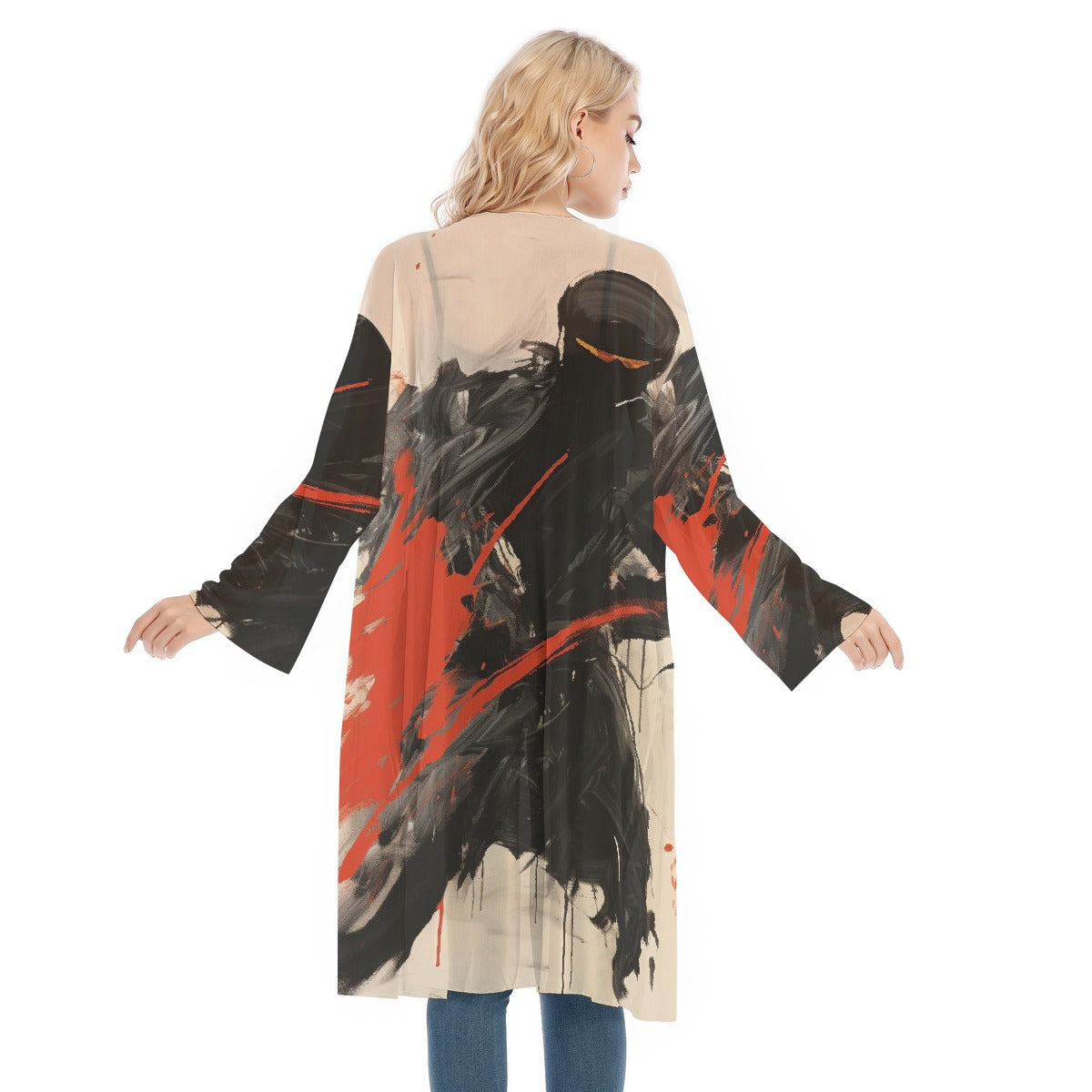 All- Over Print Women's Long Sleeve Mesh Cardigan