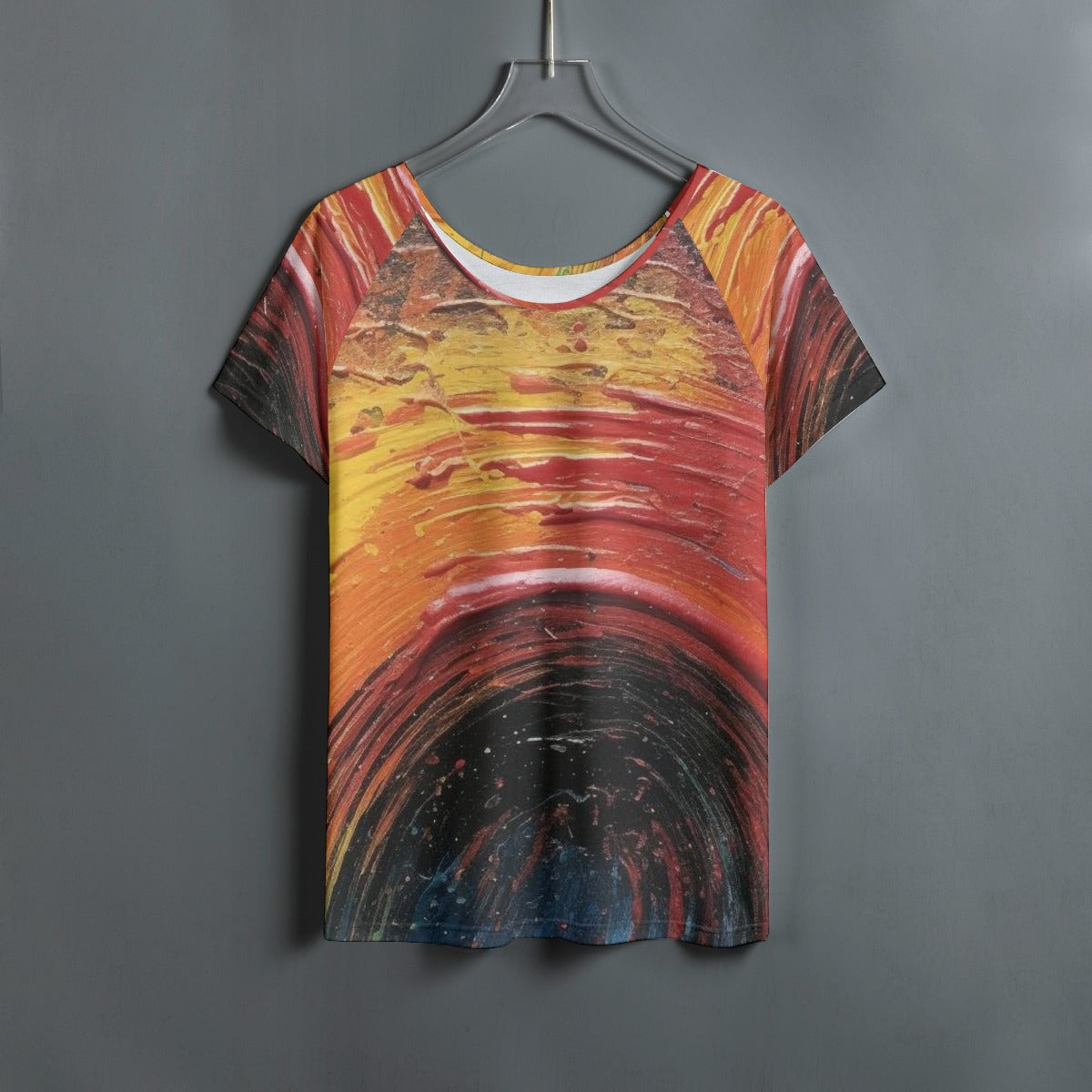 All-Over Print Women's Round Neck T-shirt With Raglan Sleeve
