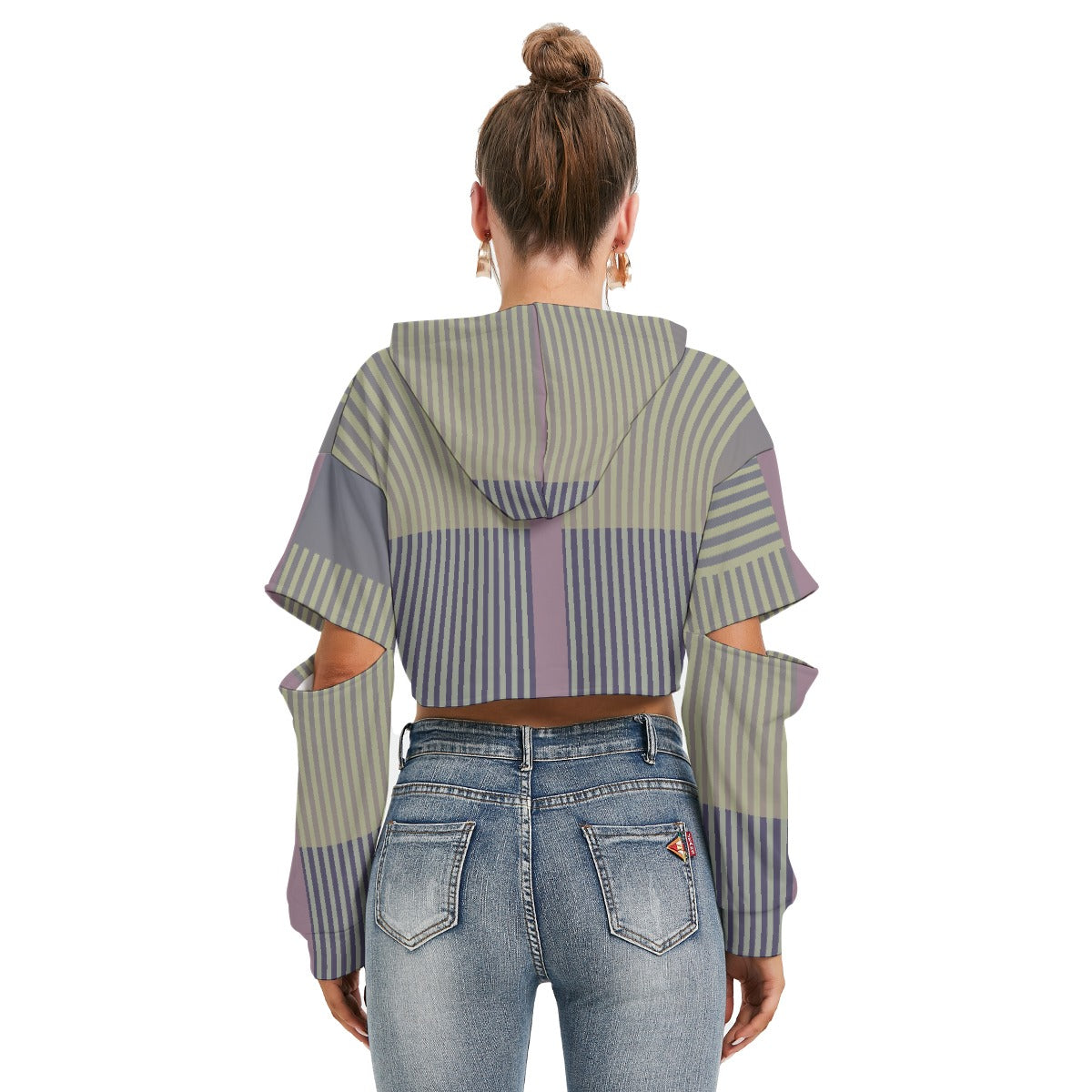 All-Over Print Women's Heavy Fleece Hoodie With Hollow Out Sleeve