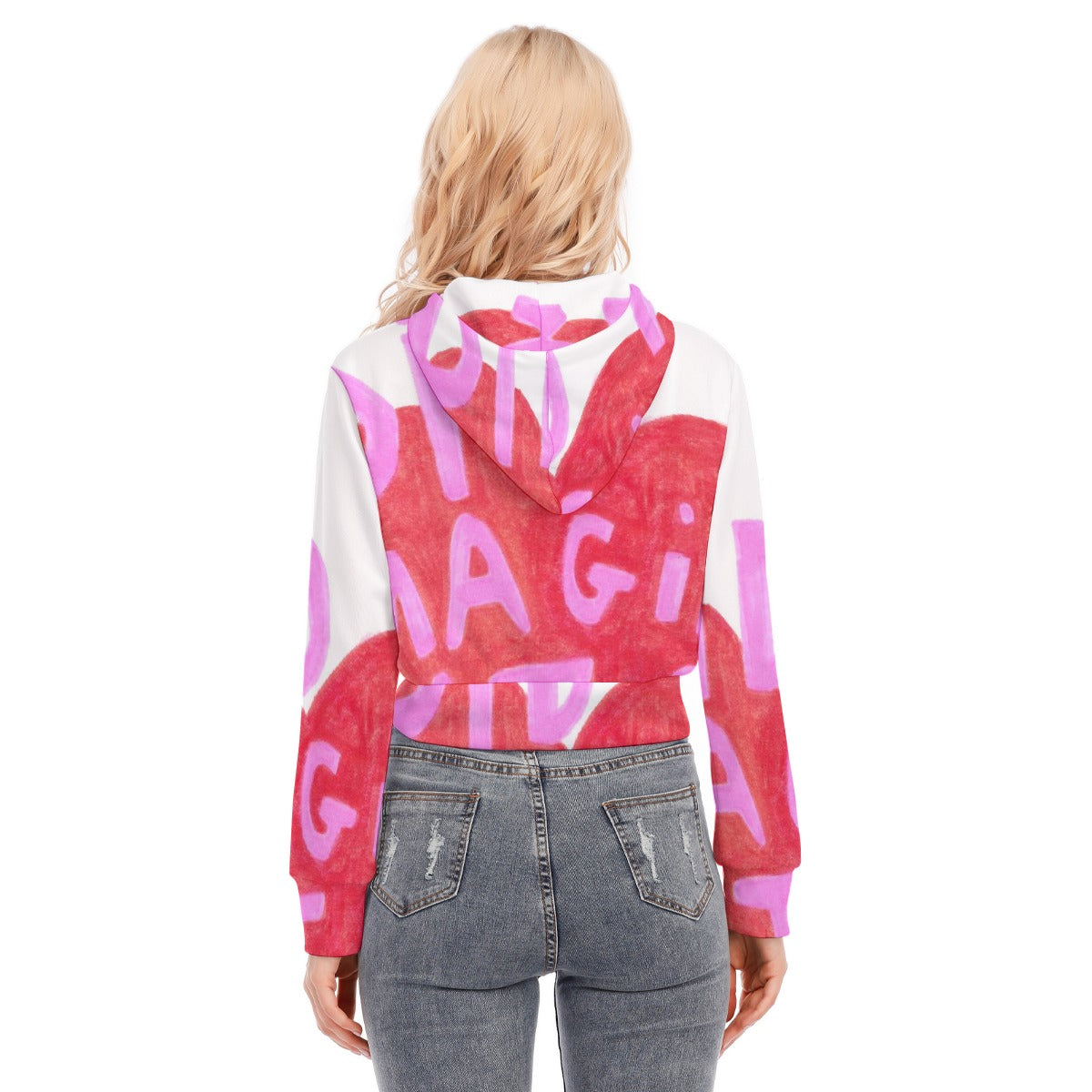 All-Over Print Women's Crop Top Hoodie With Zipper Closure