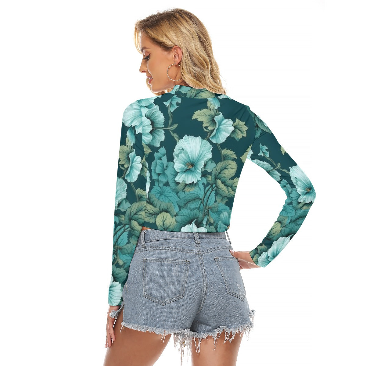 All-Over Print Women's Hollow Chest Keyhole Tight Crop Top