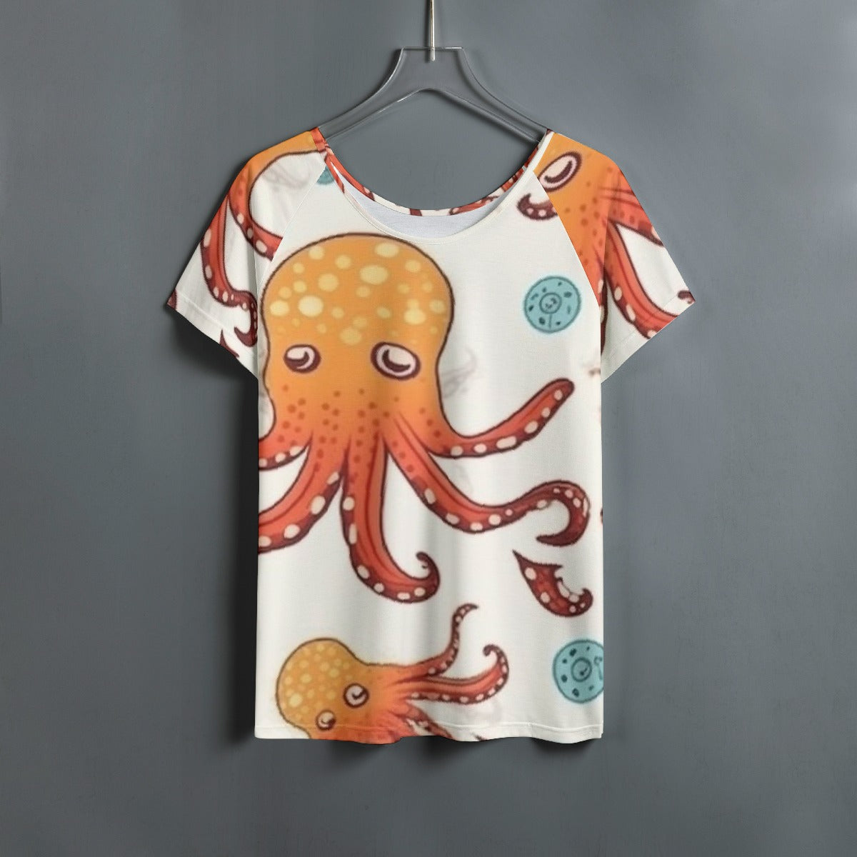 All-Over Print Women's Round Neck T-shirt With Raglan Sleeve
