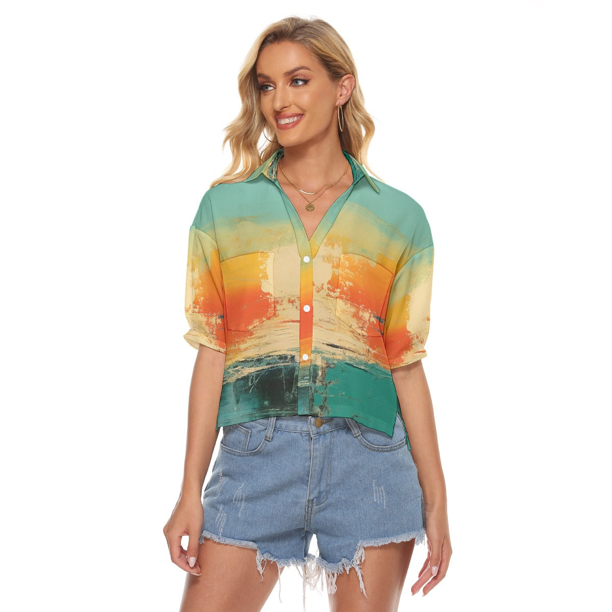 All-Over Print Women's V-neck Shirts