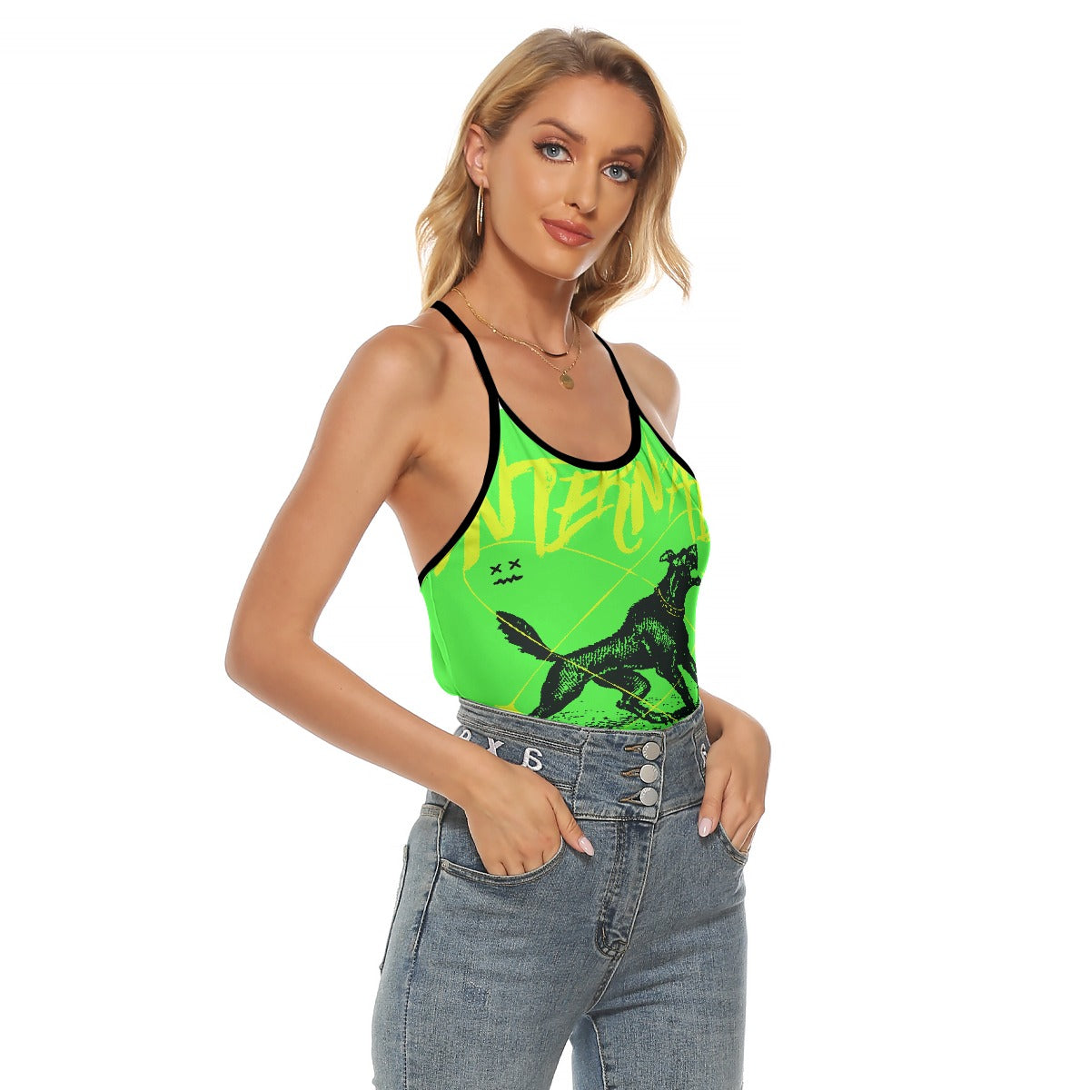 All-Over Print Women's Criss-Cross Open Back Tank Top