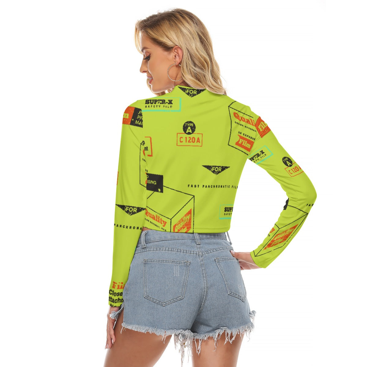 All-Over Print Women's Hollow Chest Keyhole Tight Crop Top