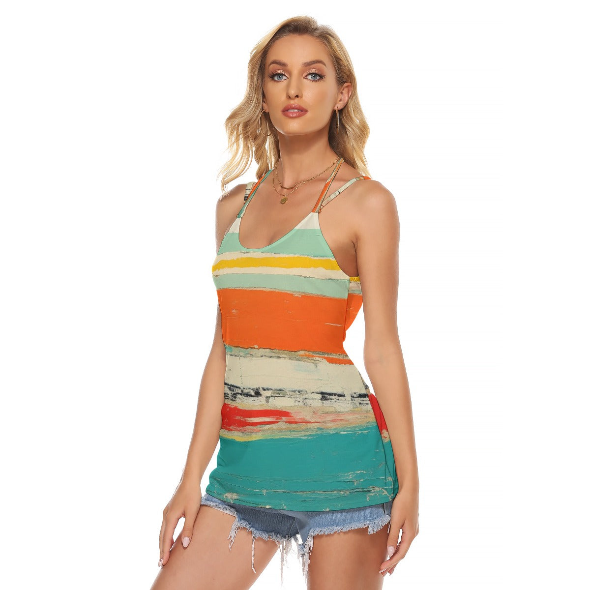 All-Over Print Women's Halter Top With Backless