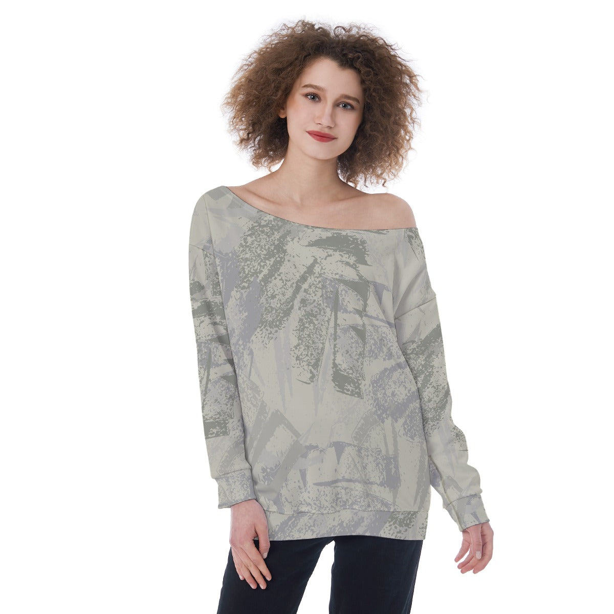 All-Over Print Oversized Women's Off-Shoulder Sweatshirt