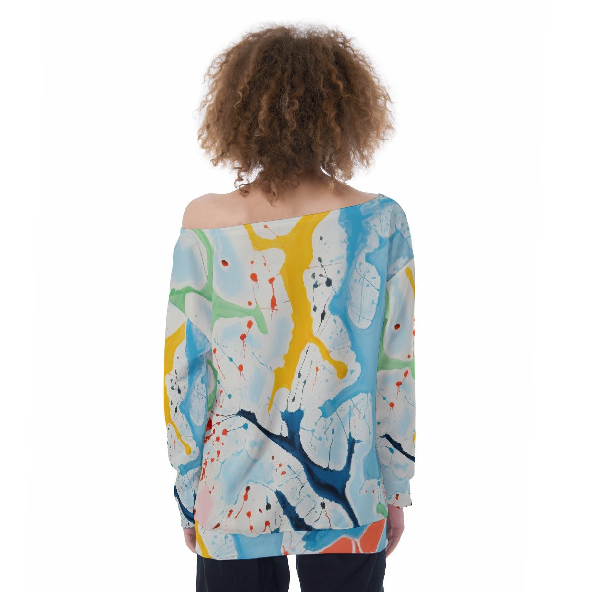 All-Over Print Oversized Women's Off-Shoulder Sweatshirt