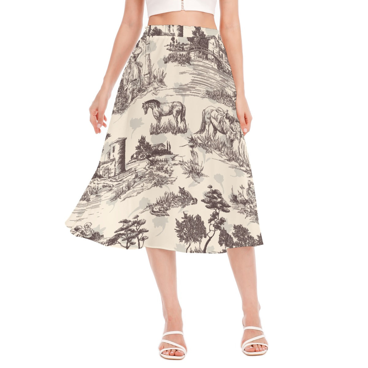 All-Over Print Women's Long Section Chiffon Skirt