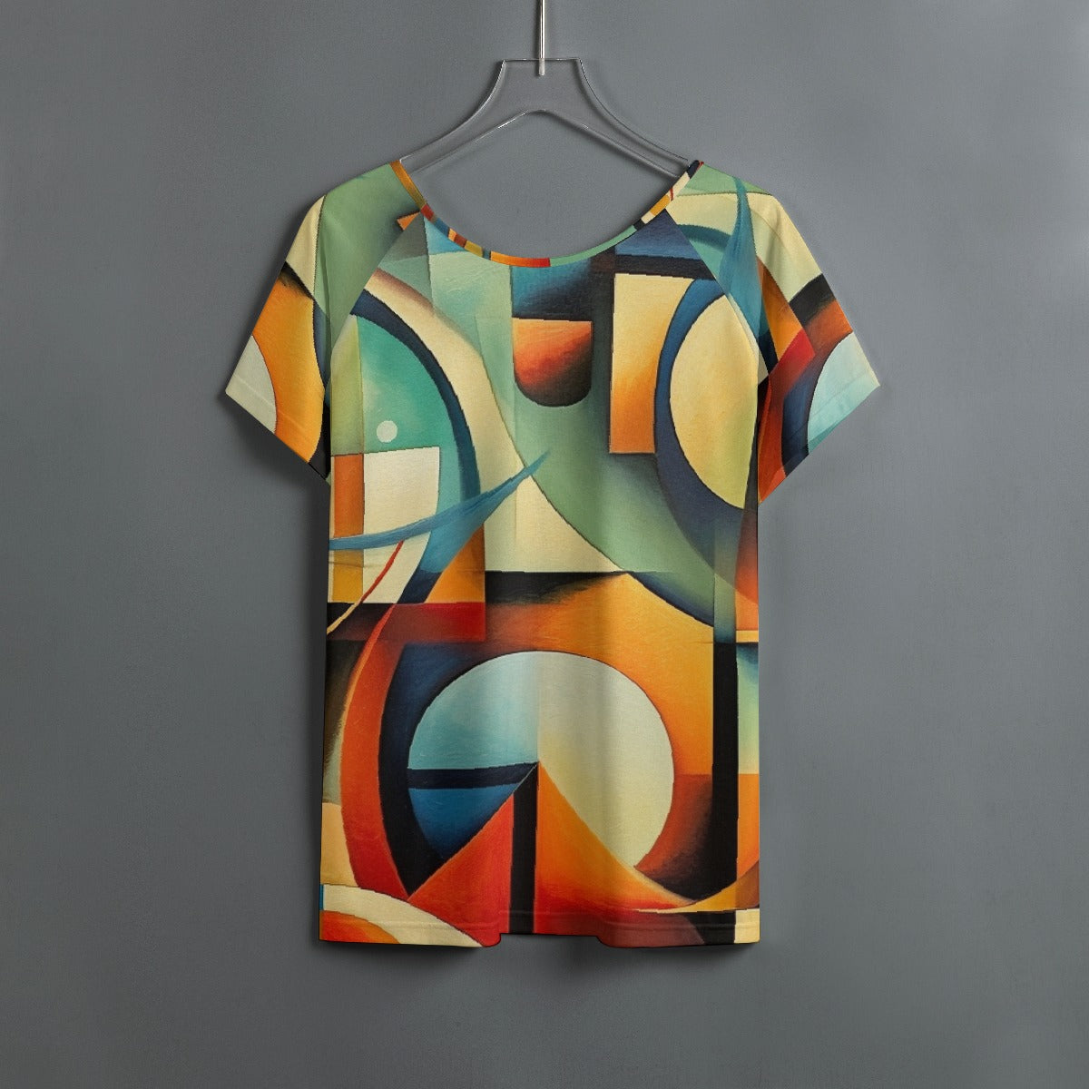 All-Over Print Women's Round Neck T-shirt With Raglan Sleeve