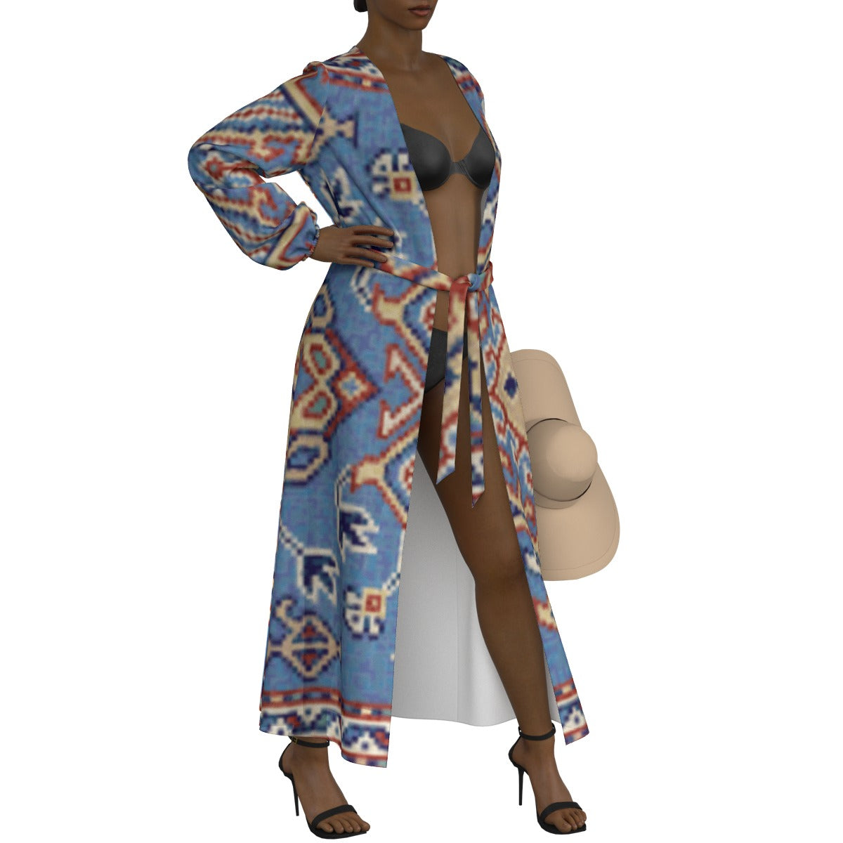 All-Over Print Women's Lace-up Chiffon Robe