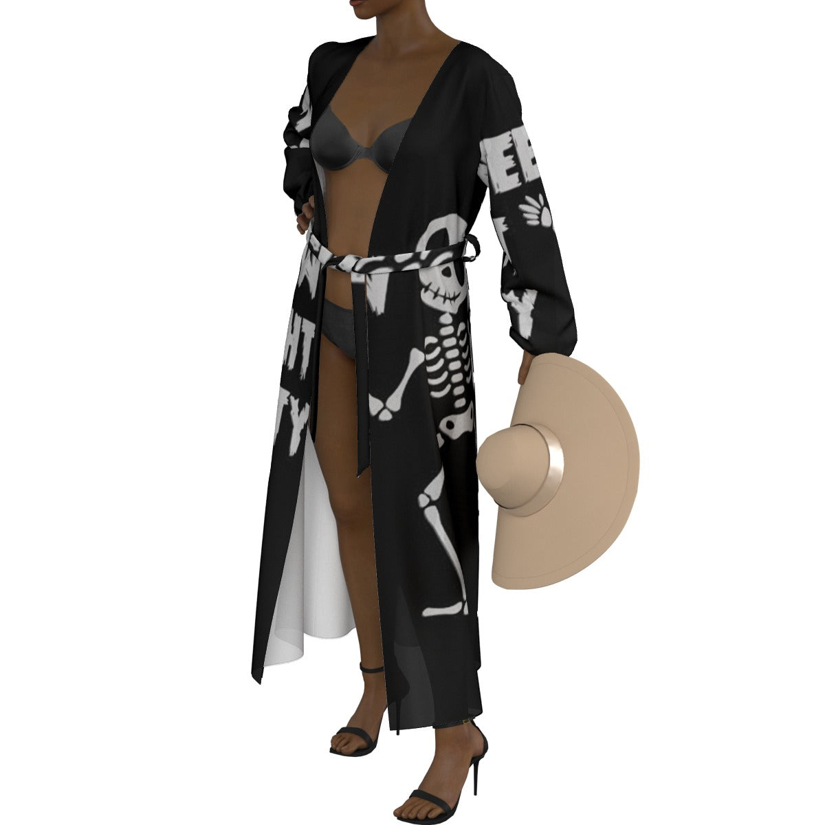 All-Over Print Women's Lace-up Chiffon Robe