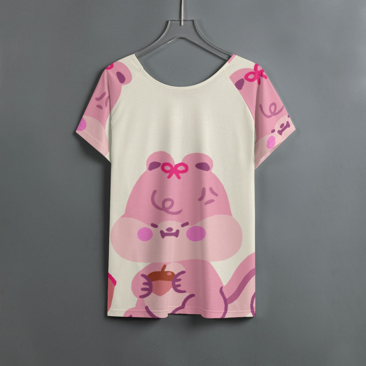 All-Over Print Women's Round Neck T-shirt With Raglan Sleeve