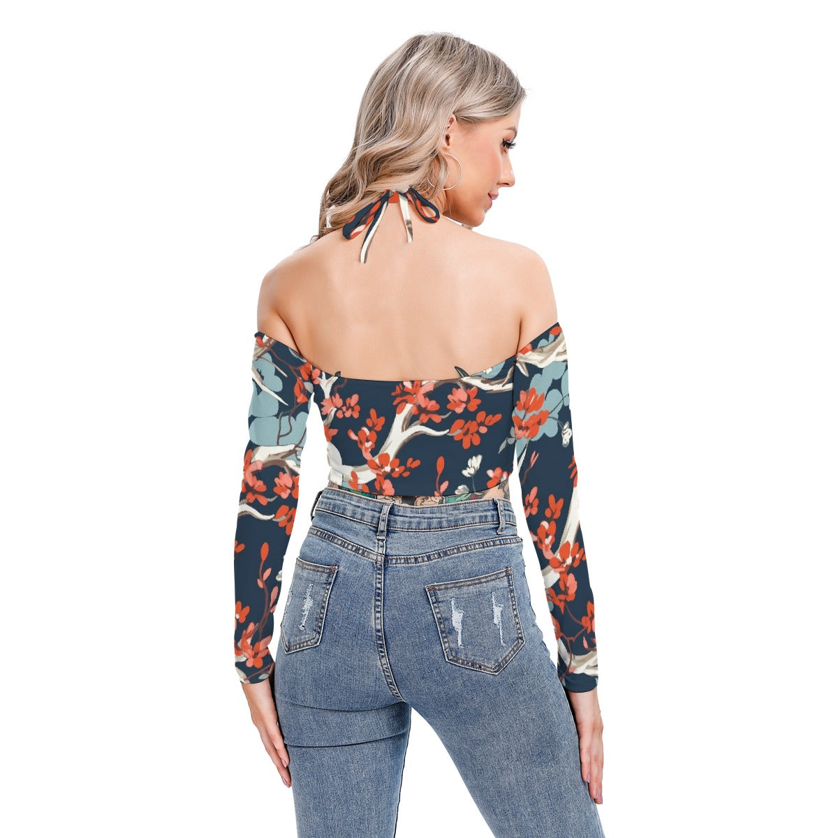 All-Over Print Women's Halter Lace-up Top
