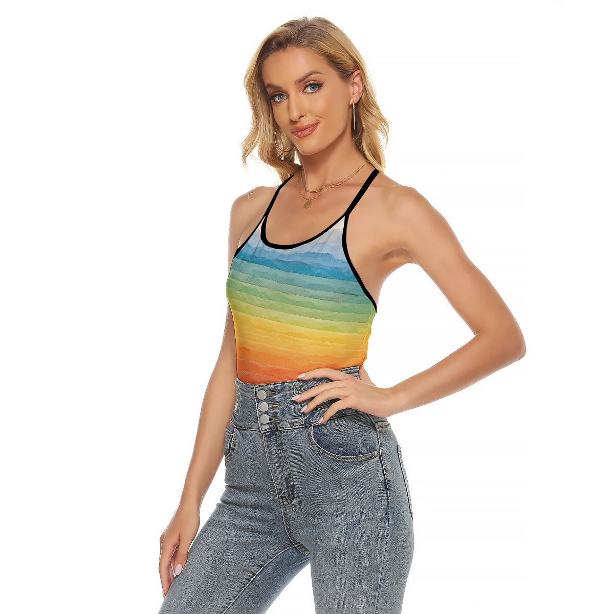 All-Over Print Women's Criss-Cross Open Back Tank Top