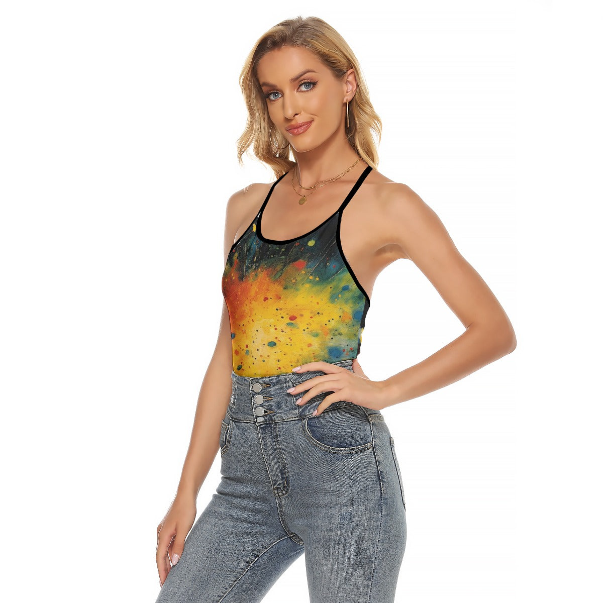 All-Over Print Women's Criss-Cross Open Back Tank Top