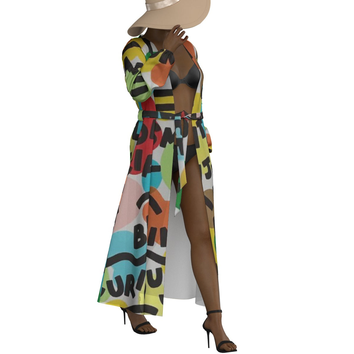 All-Over Print Women's Lace-up Chiffon Robe