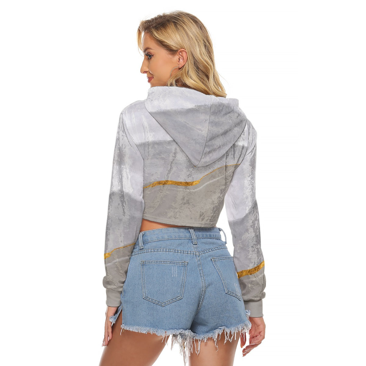All-Over Print Women's Crop Top Hoodie|Velvet