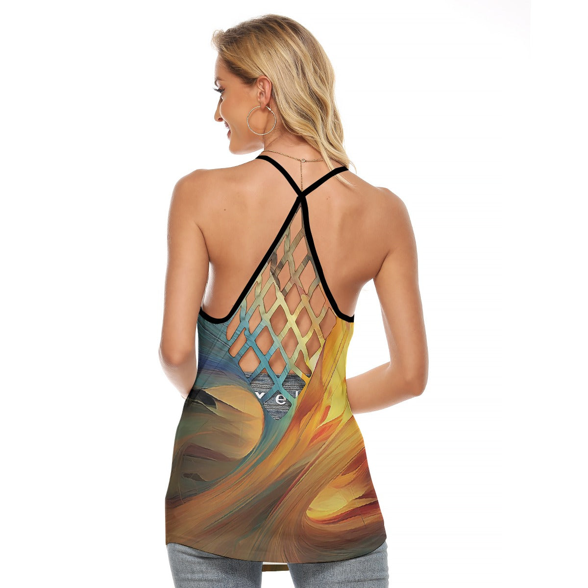 All-Over Print Women's Criss-Cross Open Back Tank Top