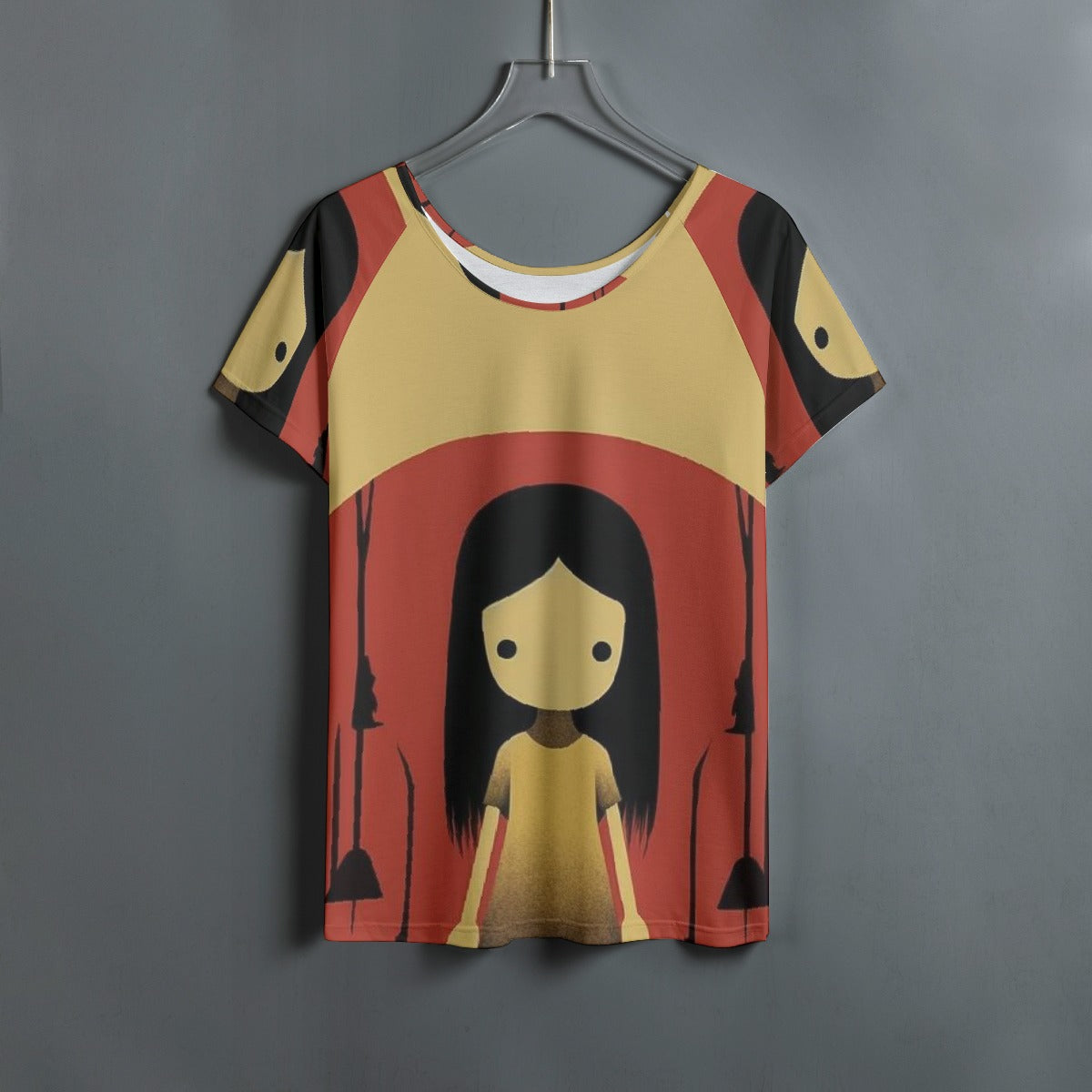 All-Over Print Women's Round Neck T-shirt With Raglan Sleeve